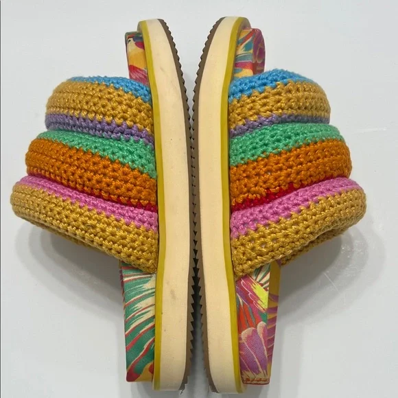 Farm Rio Colorful crochet slides size 7 - Picture 9 of 10